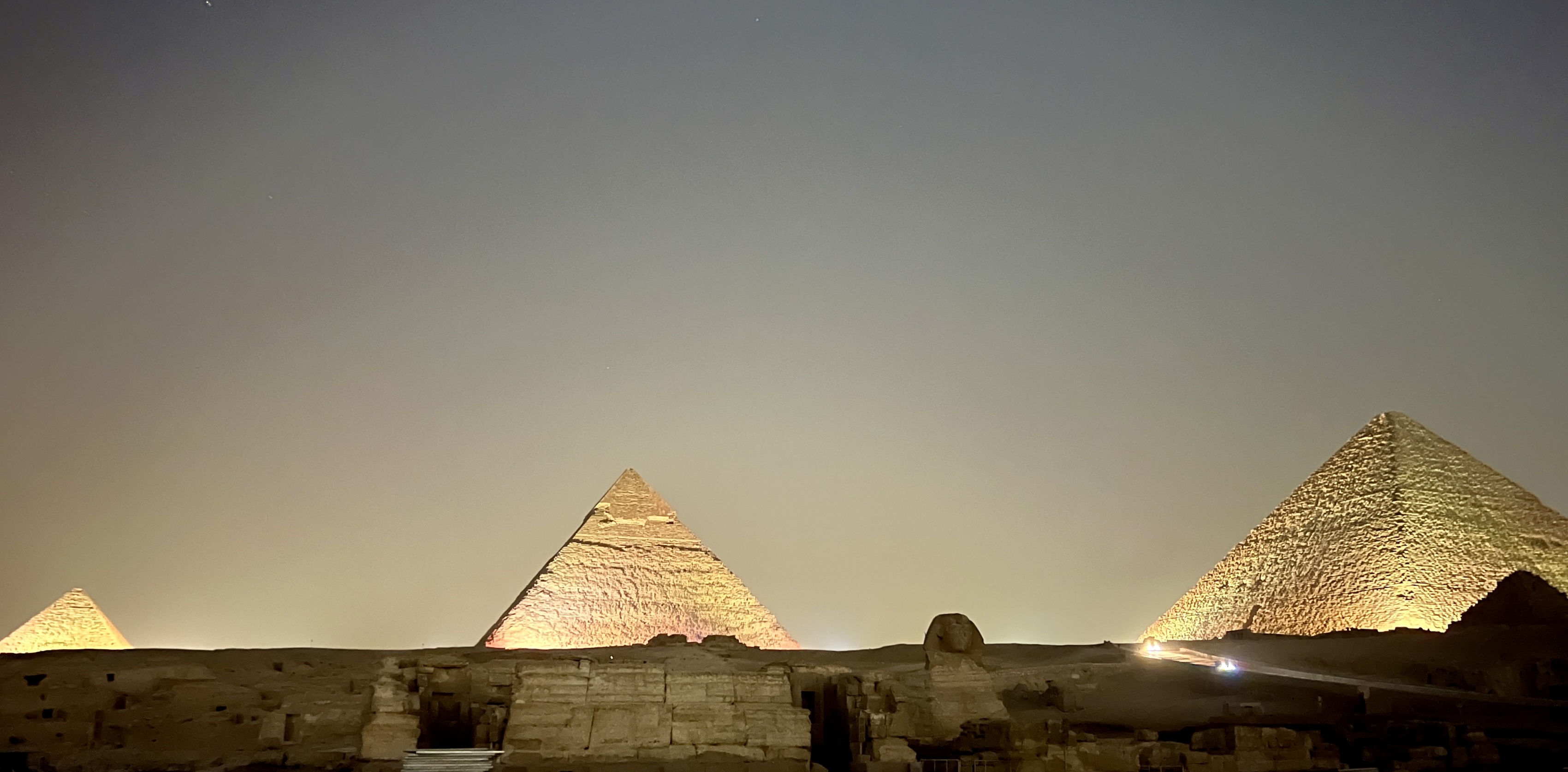 Light show at pyramids in Cairo, April 2024